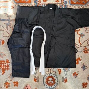 Black Men's Martial Arts Pants with Jacket and White Belt